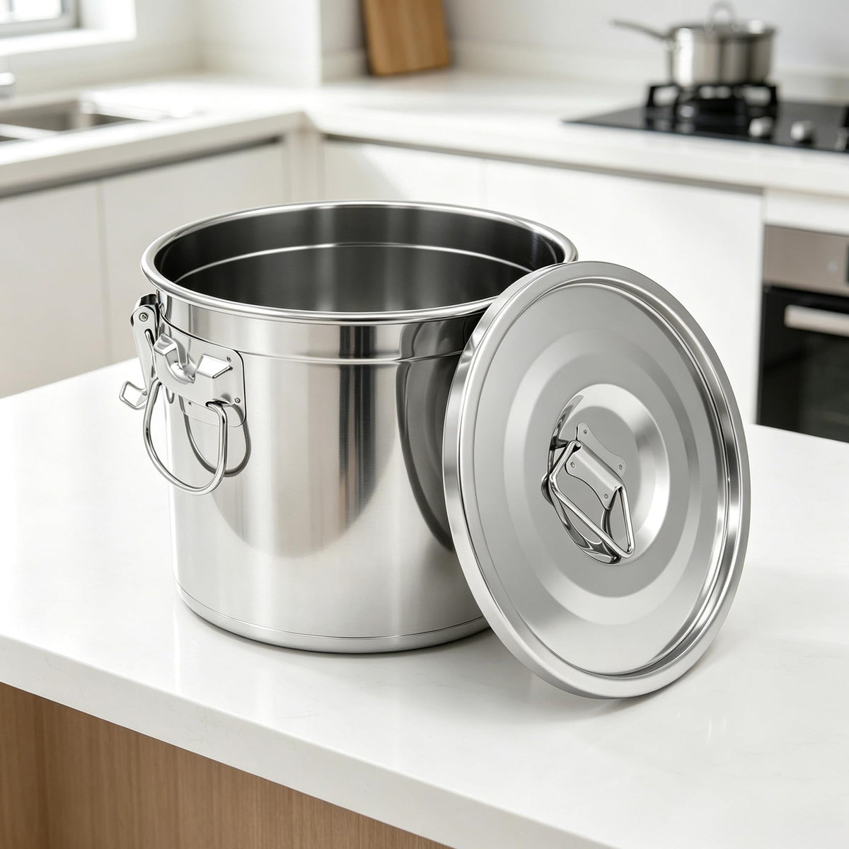 304 Stainless Steel Airtight Food Storage Container with Locking Lid & Clips 8.72gal