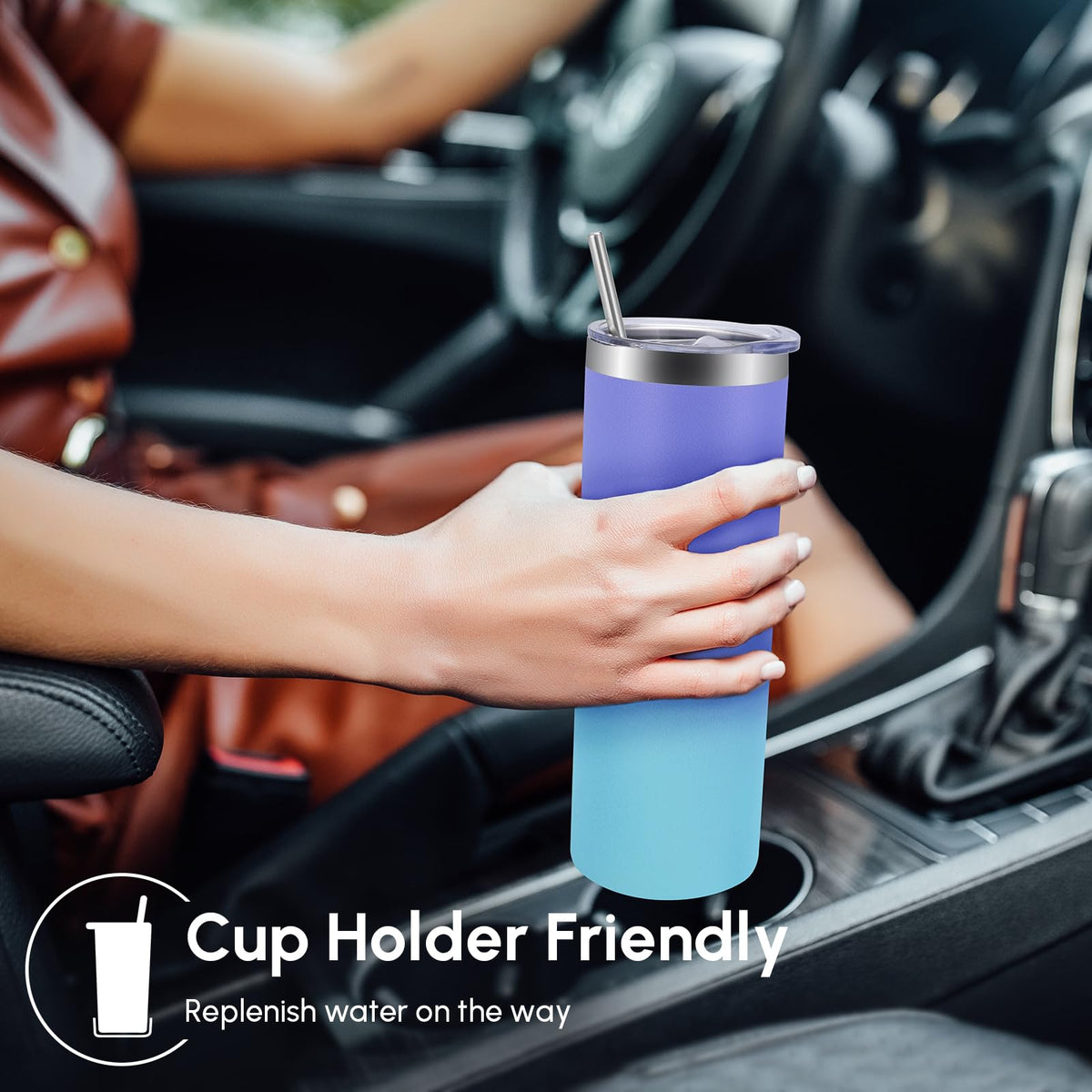 4 Pack Skinny Tumblers with Lid and Straw