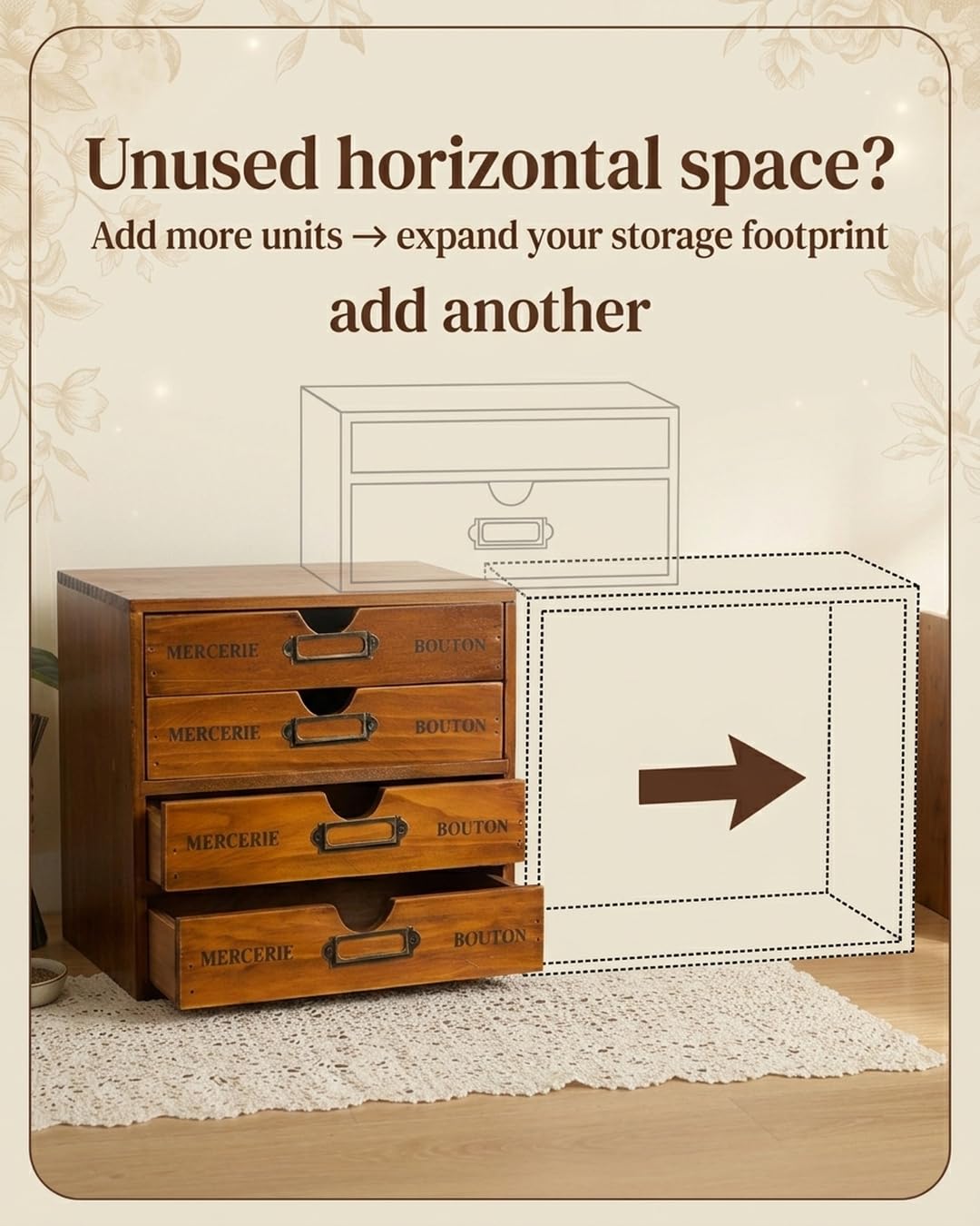 Modular Stackable Apothecary Cabinet 4 Drawer Desk Organizer