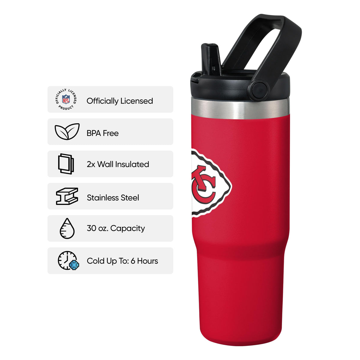 Kansas City Chiefs NFL 30 oz Straw Tumbler