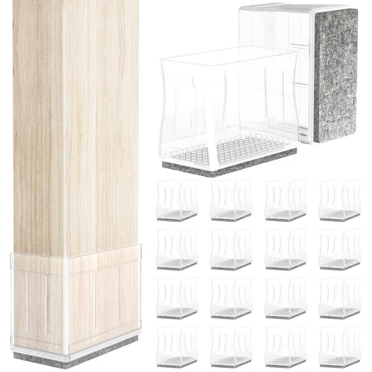 0.75" x 1.5" Rectangle Chair Leg Protectors for Hardwood Floors (24 Count)