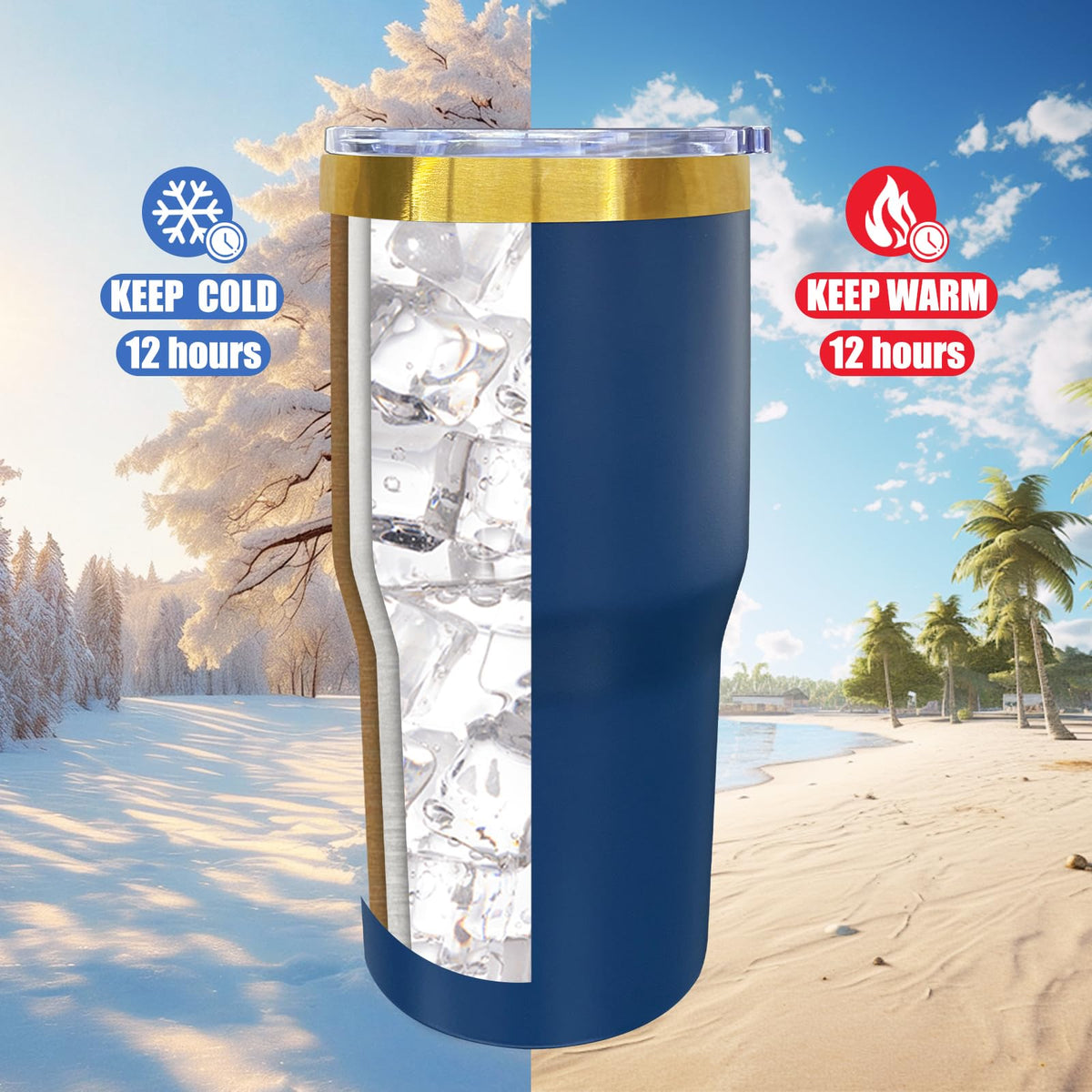 20 oz Tumbler Bulk Stainless Steel Tumblers with Lids and Straws Navy (6 Count)