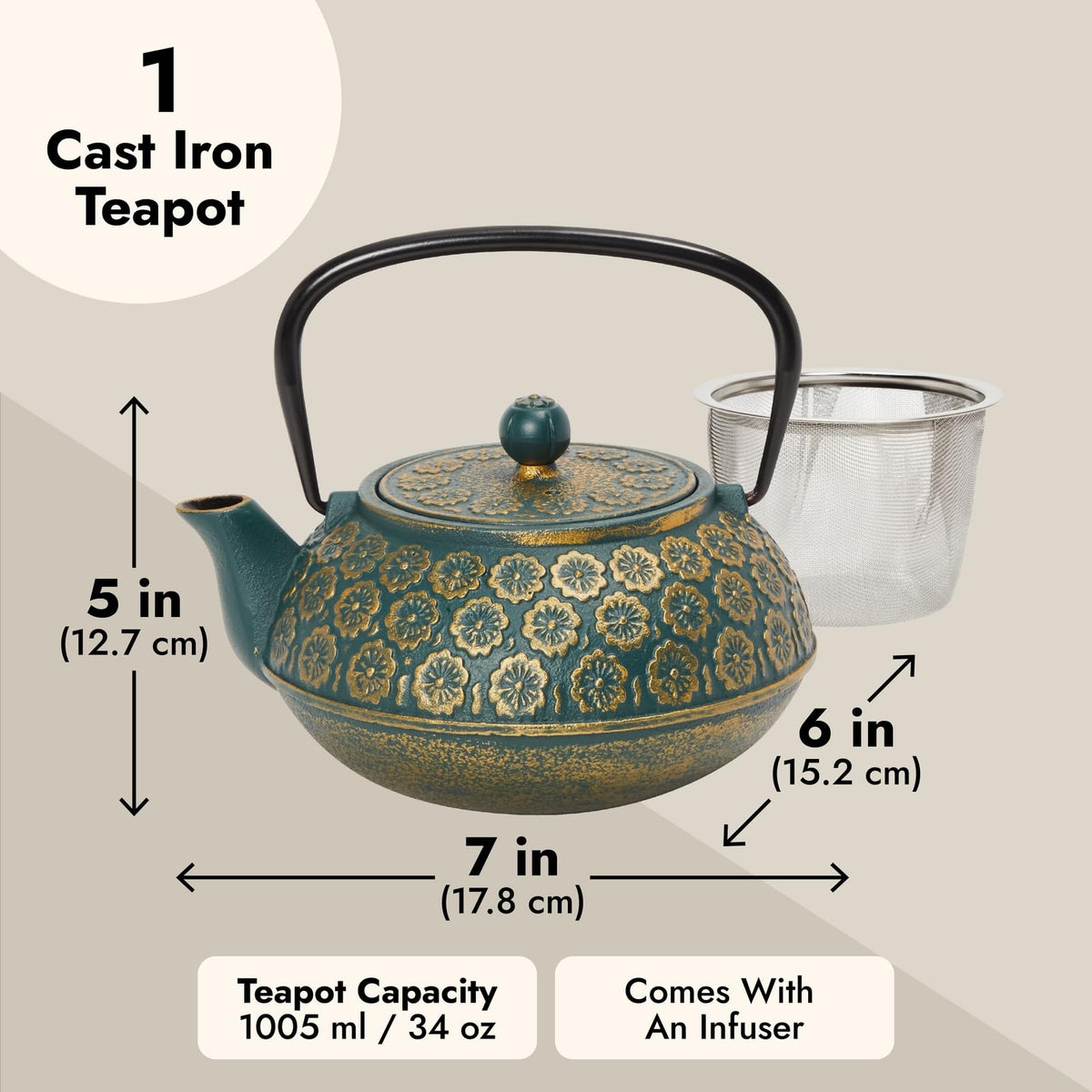 Cast Iron Tea Kettle with Infuser