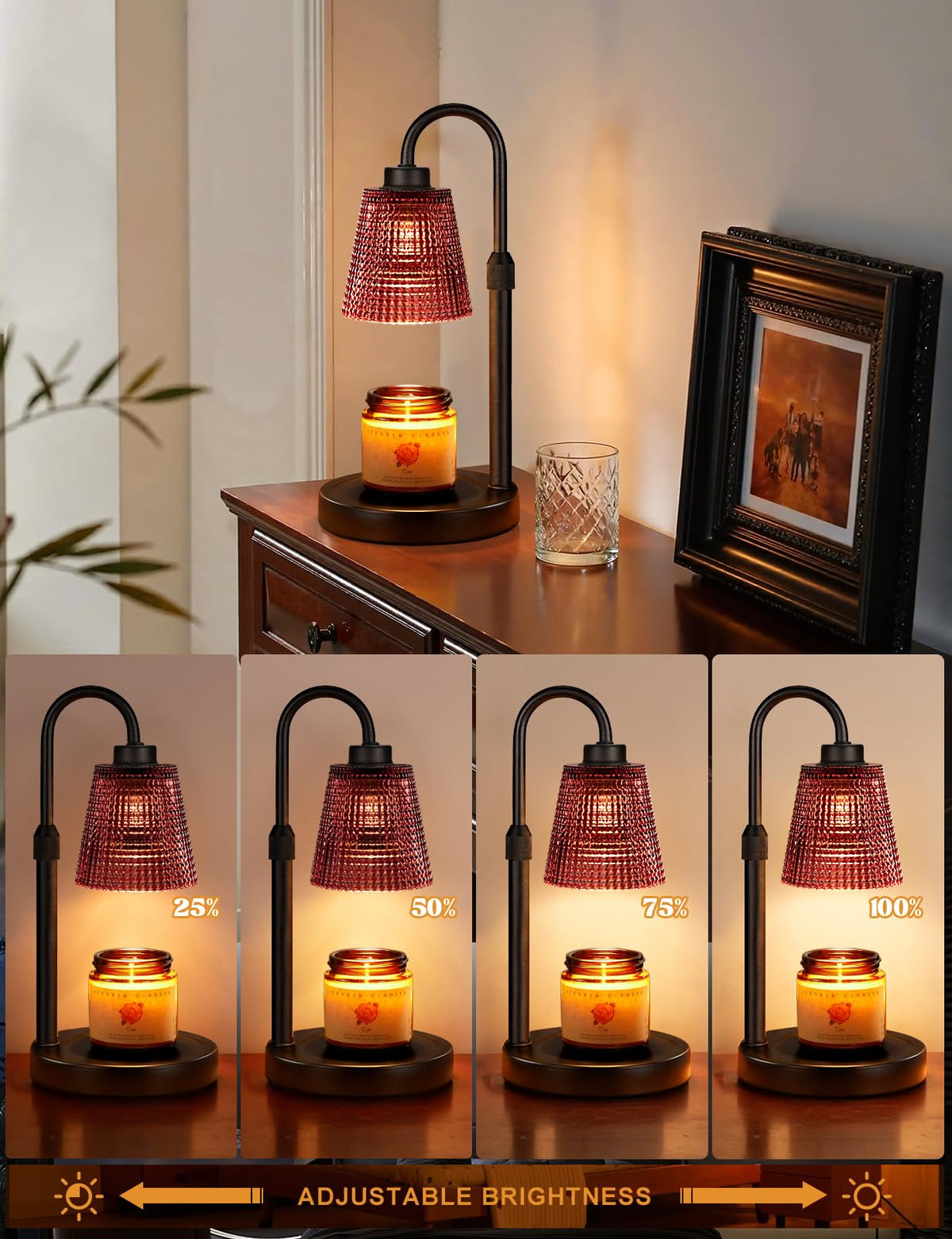 Pomegranate Red Candle Warmer Lamp with Timer