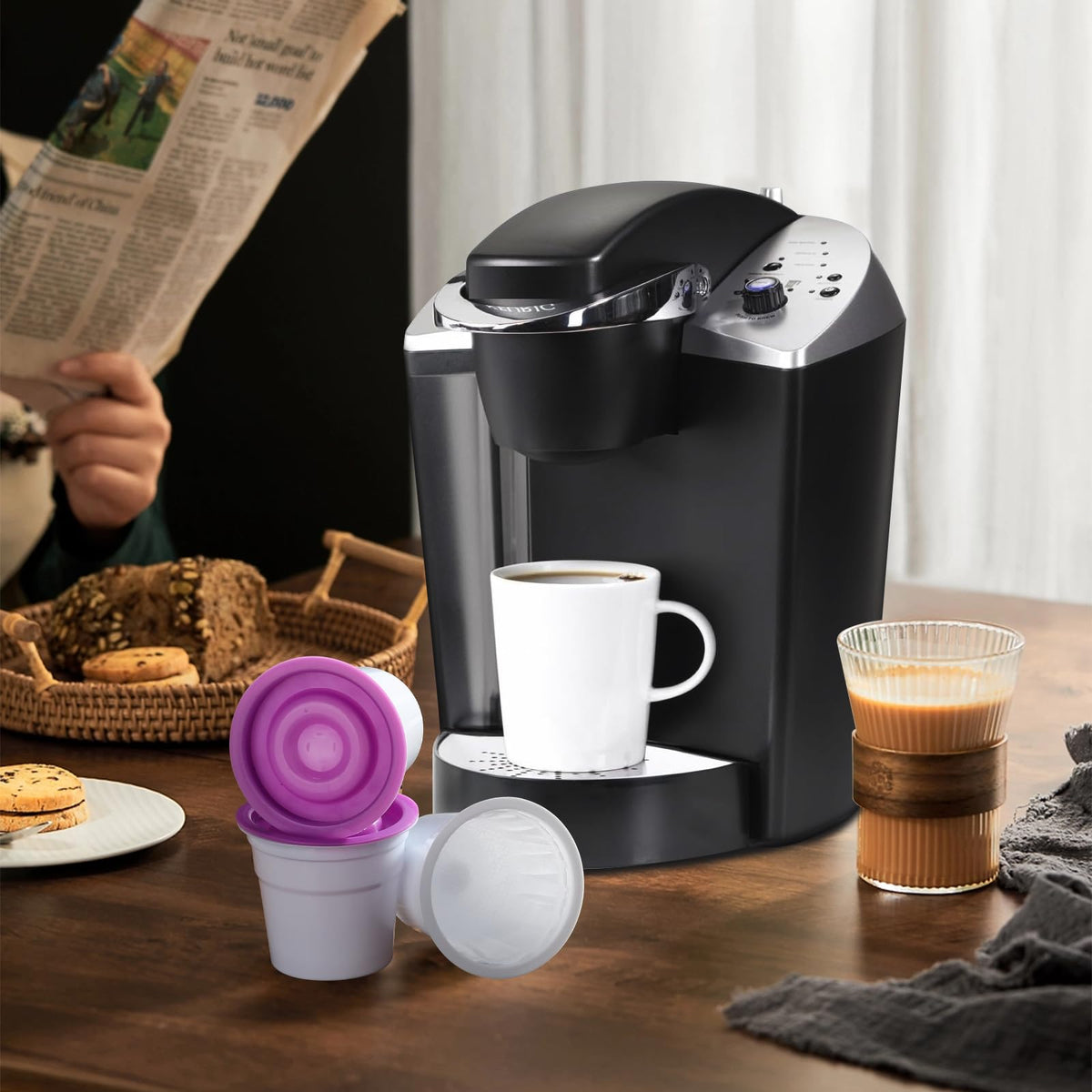70Counts Disposable K Cups with Purple Lids Compatible with Keurig 1.0 and 2. 0 Berwers Empty Coffee Pods (70 Count)
