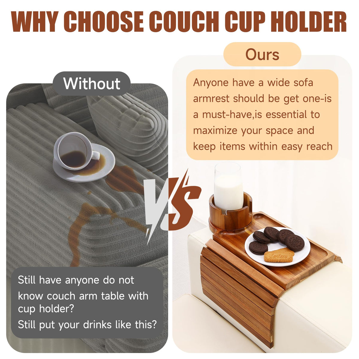 Couch Cup Holder Tray