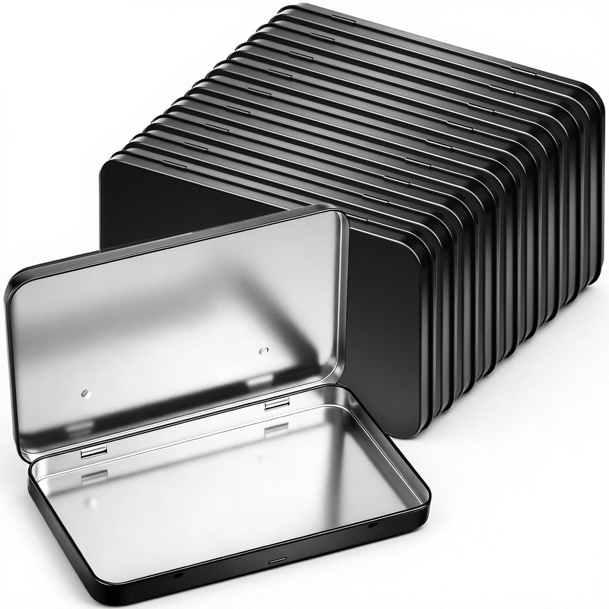 10 Pack Metal Tin Boxes with Hinged Lids (10 Count)