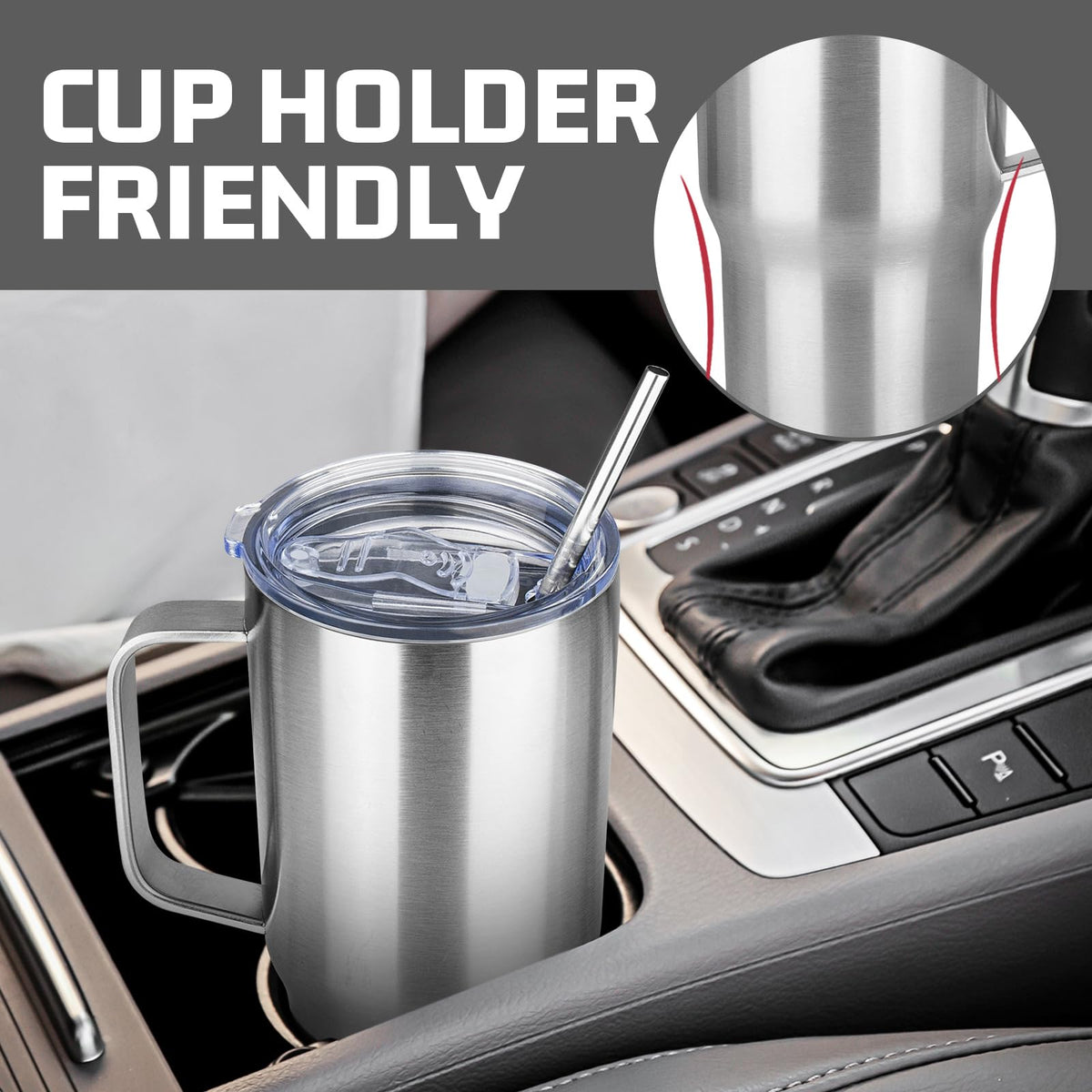 20 oz Tumbler with Handle Stainless Steel Insulated Coffee Mug Tumbler with Lid and Straw Double Wall Vacuum Insulated Coffee Mug Leak Proof Travel Mug Tumbler for Hot and Cold Drink