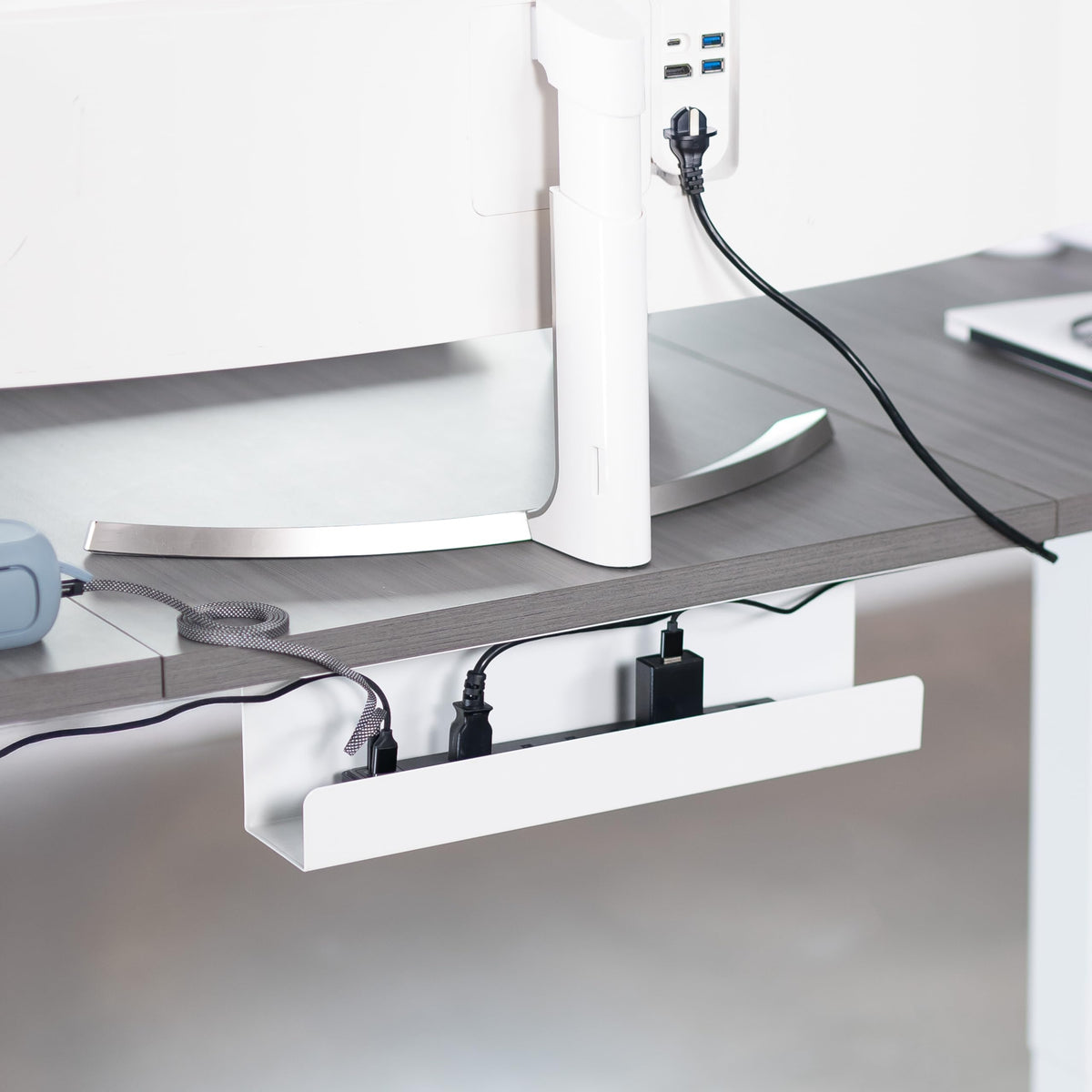 White 17 inch Under Desk Cable Management Tray