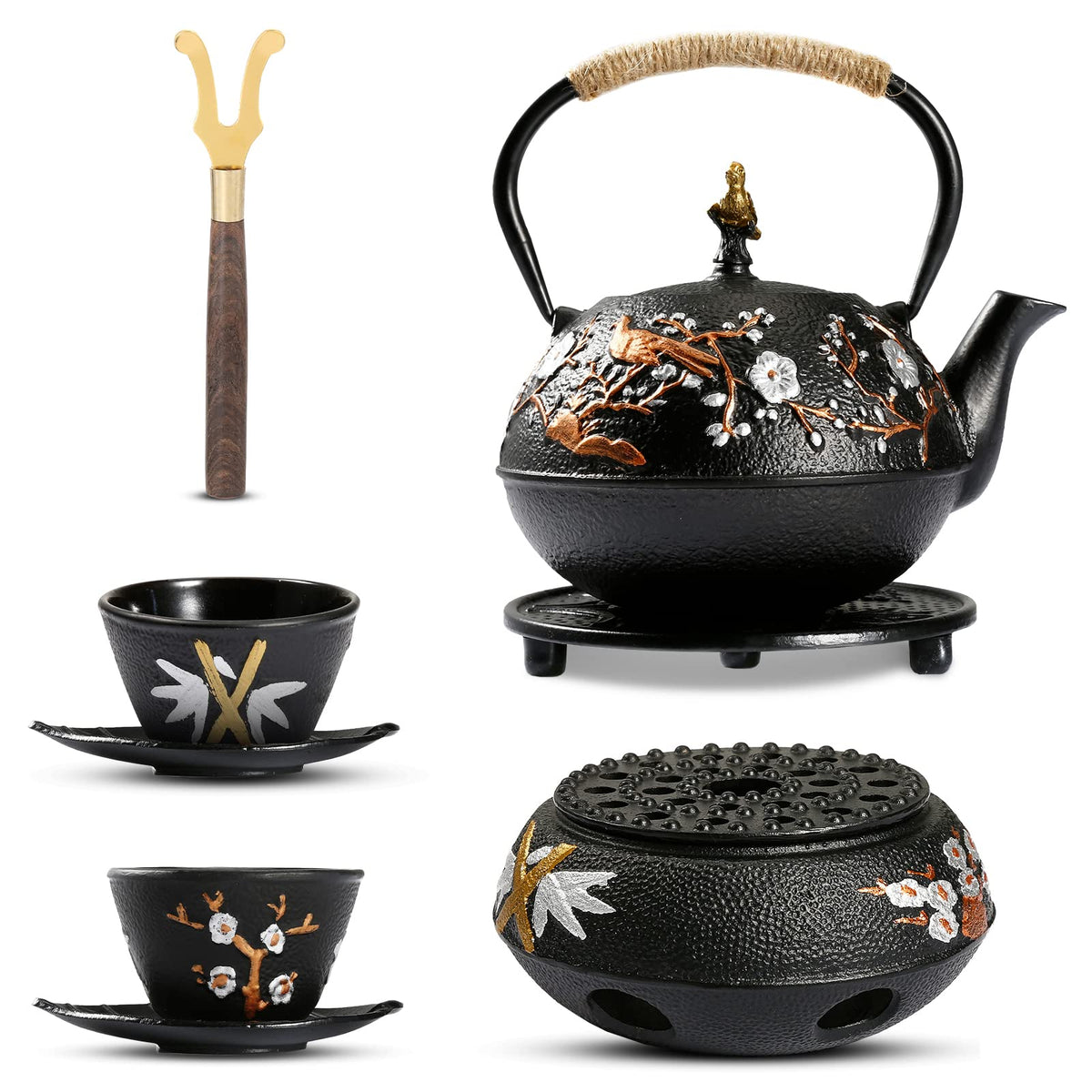 Cast Iron Teapot with Warmer Japanese Tea Kettle 720ml