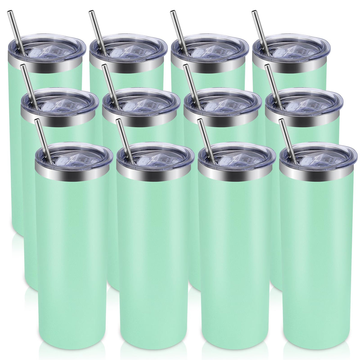 12 Pack Skinny Tumblers with Lid and Straw