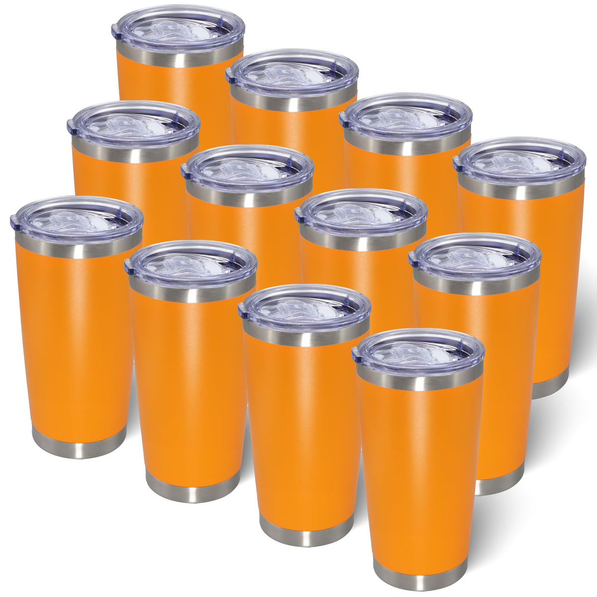 20oz Tumbler with Lid Stainless Steel Tumblers Insulated Mug Orange 12P (12 Count)