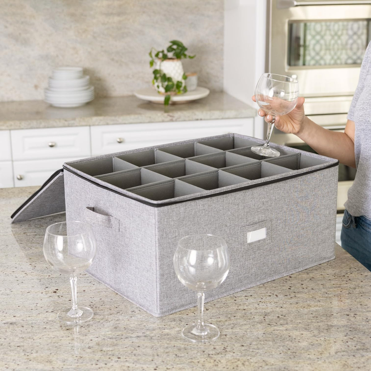 Hard Shell Goblets Storage Box with Dividers