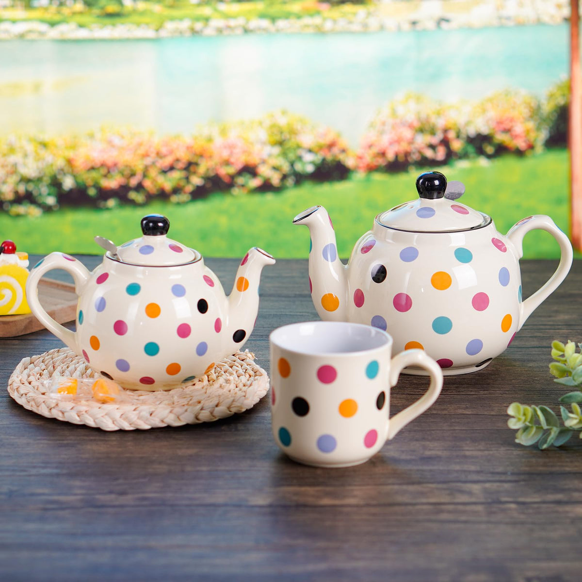 Farmhouse 4 Cup Ceramic Teapot with Removable Infuser and Lid