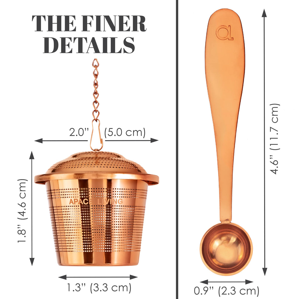 Tea Infuser Set of 2 with Tea Scoop & Drip Trays