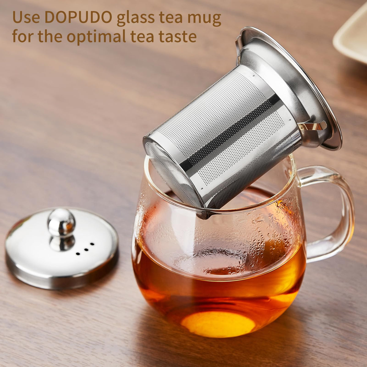 Glass Tea Cup with Infuser and Lid