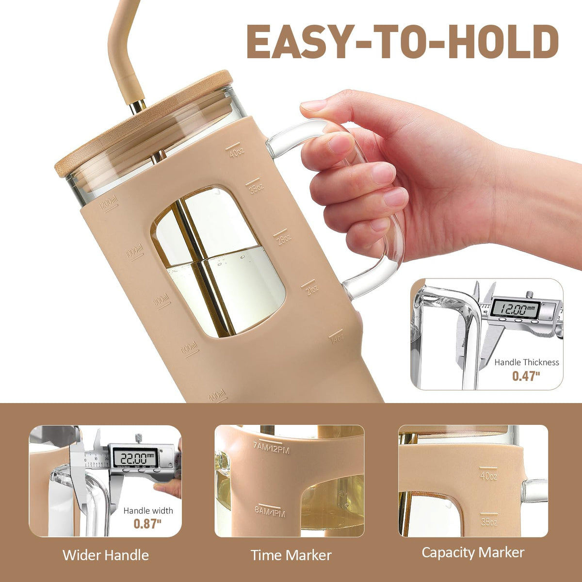 Glass Tumbler with Straw and Lid