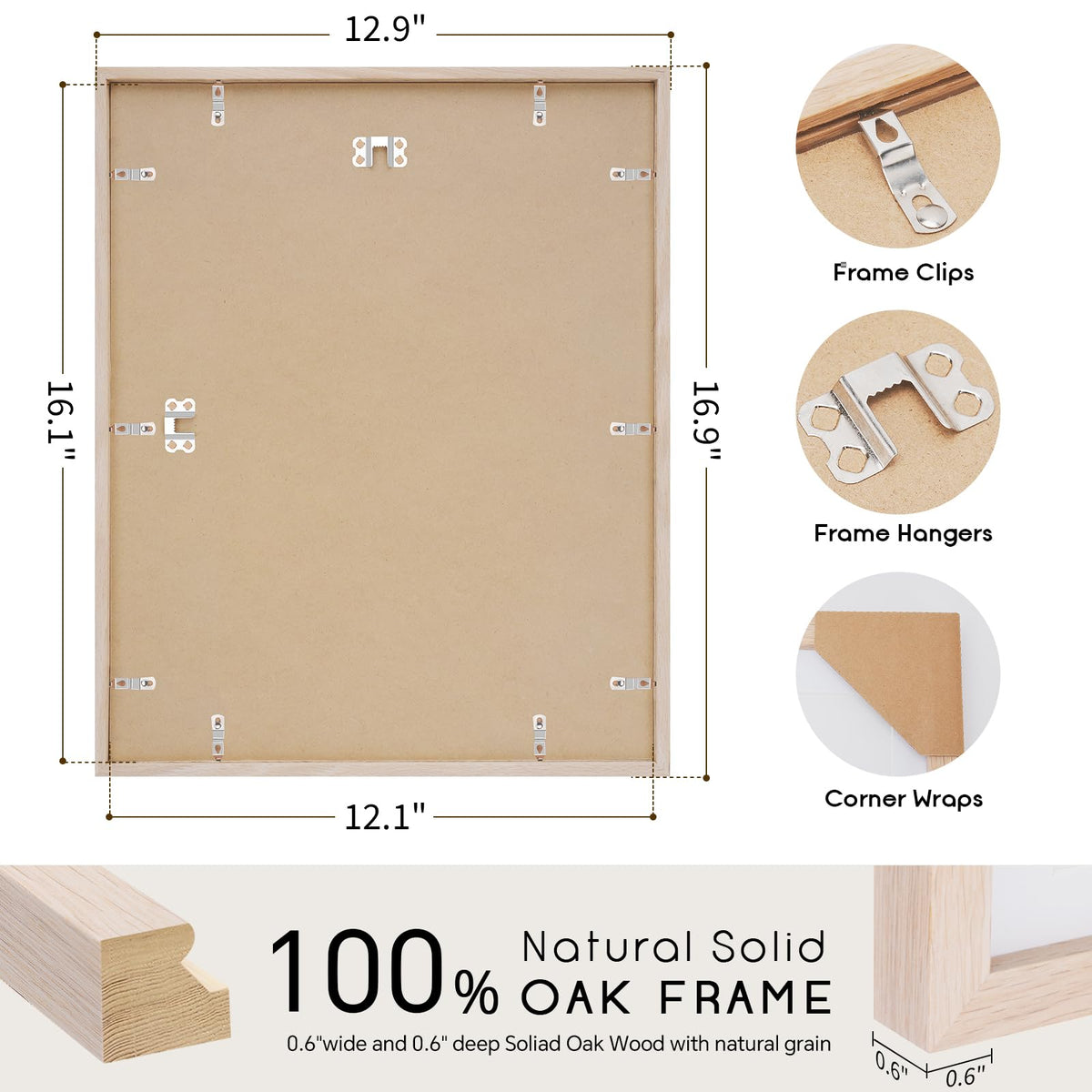12x16 Solid Oak Wood Picture Frame