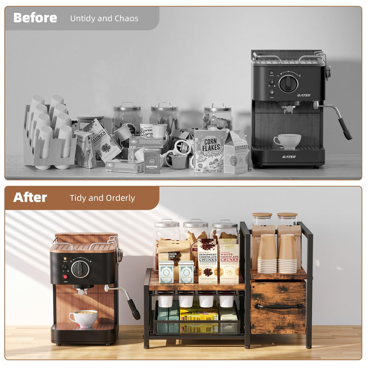 Coffee Bar Organizer For Countertop