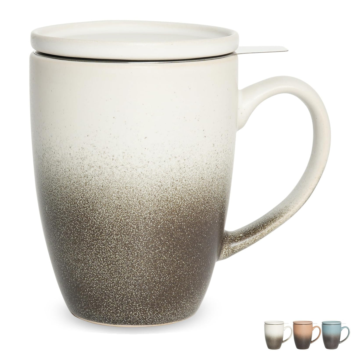 Matte Ceramic Tea Cup with Infuser and Lid (2 Count)