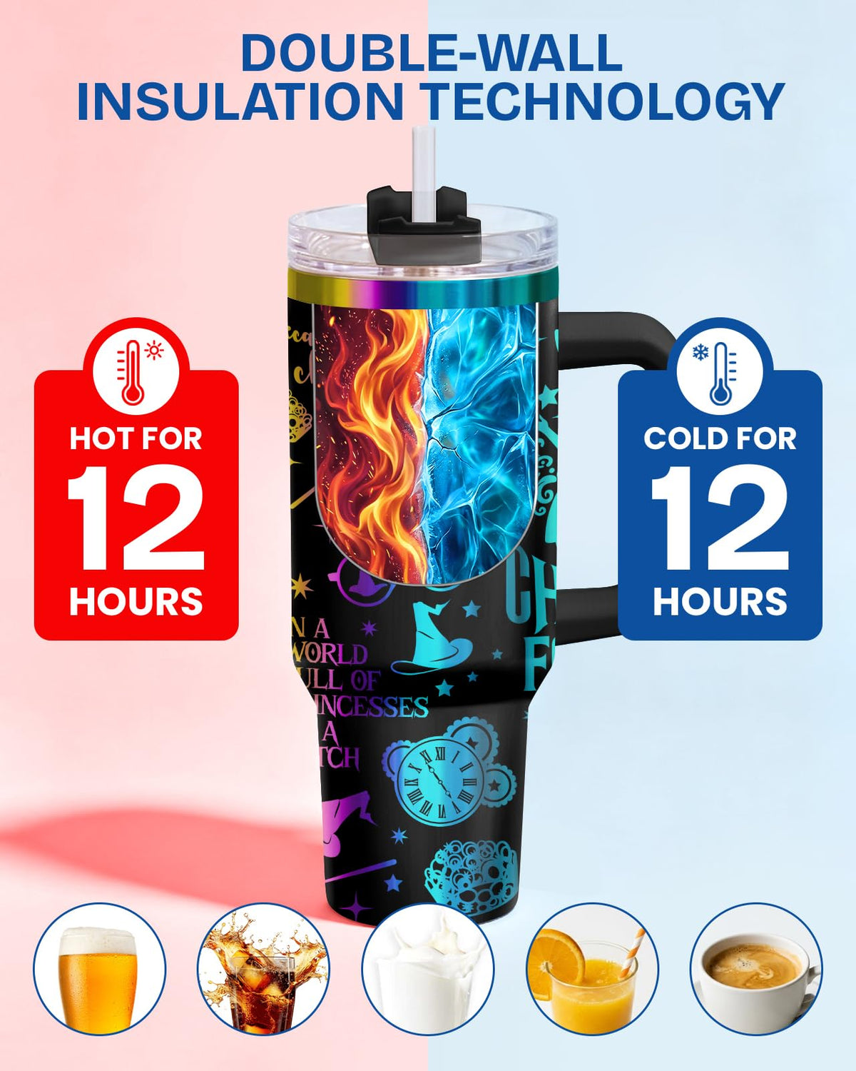 Magical Witch Black 40 oz Tumbler with Handle