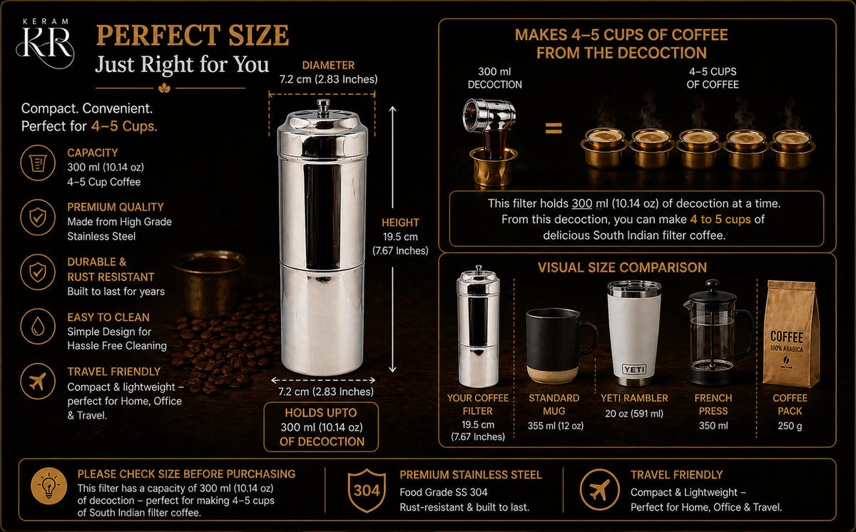 South indian filter coffee maker indian style 10.1 oz