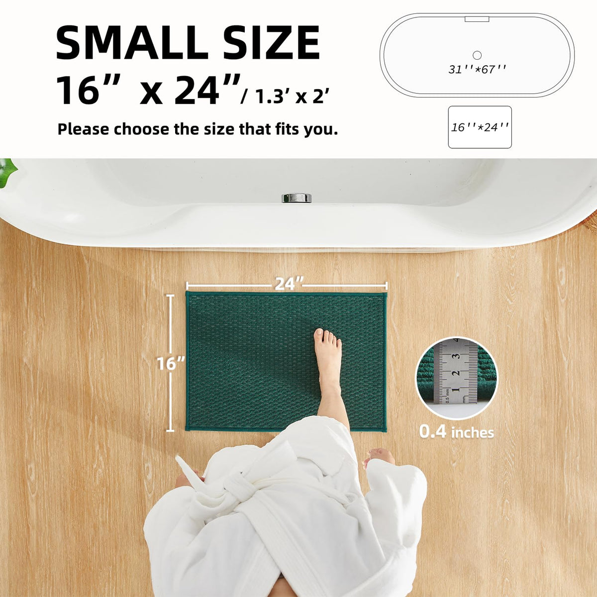 Bathroom Rugs Non Slip Washable (2.666 Sq Ft)