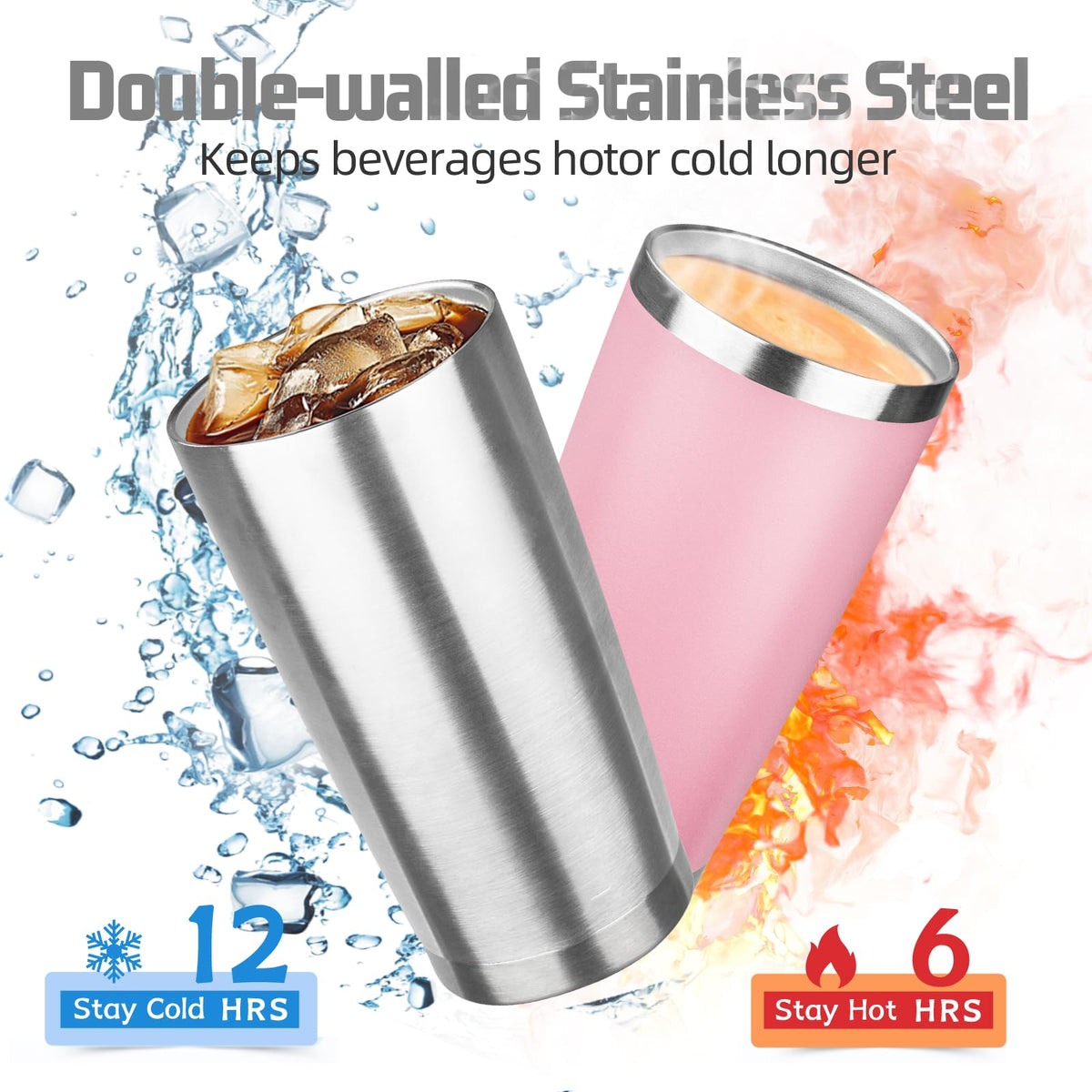 20 oz Tumbler with Lids and Straws (4 Count)