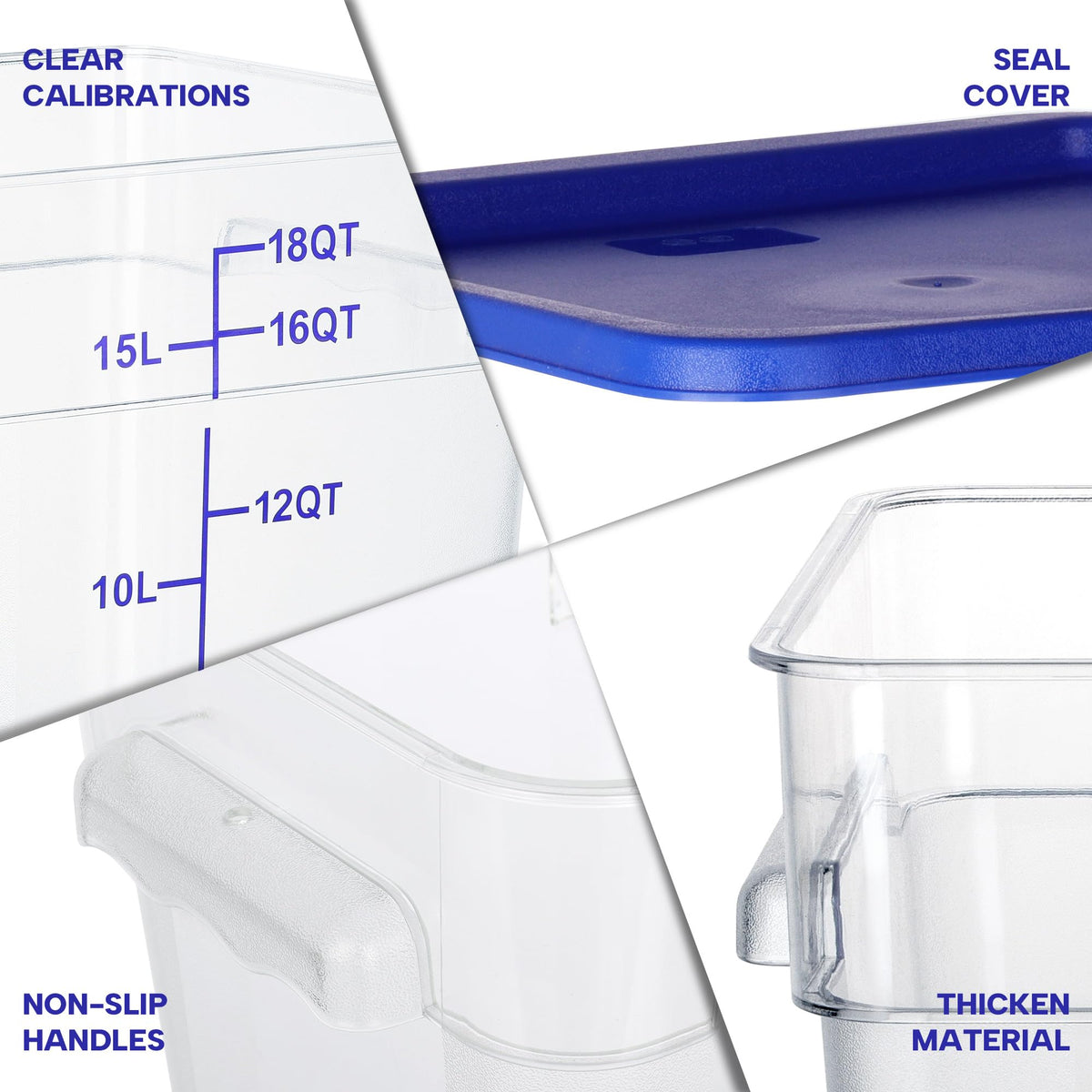 4 Pack 18 Qt Square Food Storage Containers with Lids (4 Count)