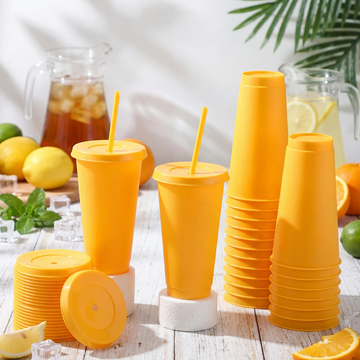 30 Pack Plastic Cups with Lids Straws (30 Count)