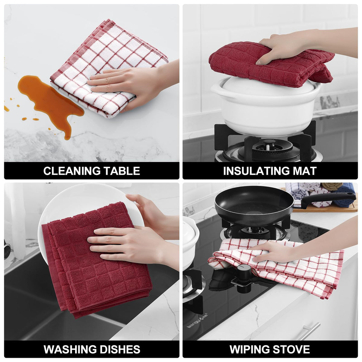 Large Premium Cotton Kitchen Towels 16"x 28" (6 Count)