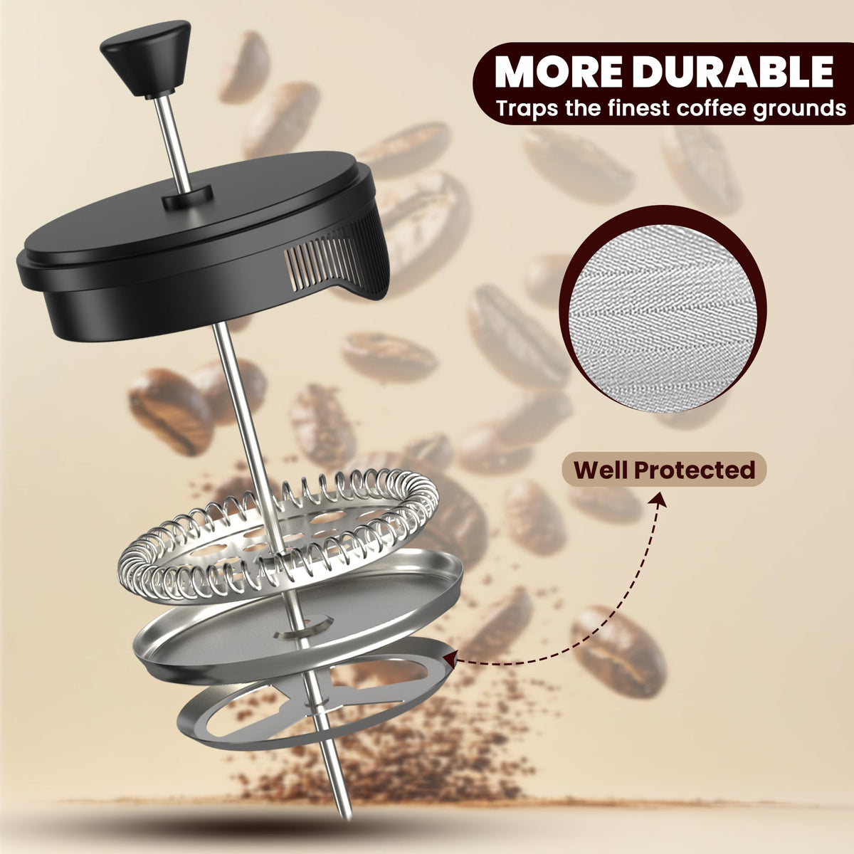 Borosilicate Glass French Press Coffee Maker 21 Oz