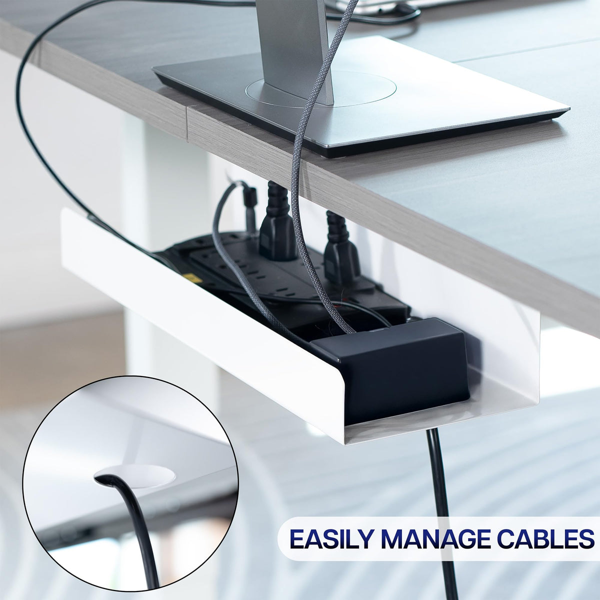 White 17 inch Extra Deep Cable Management Tray