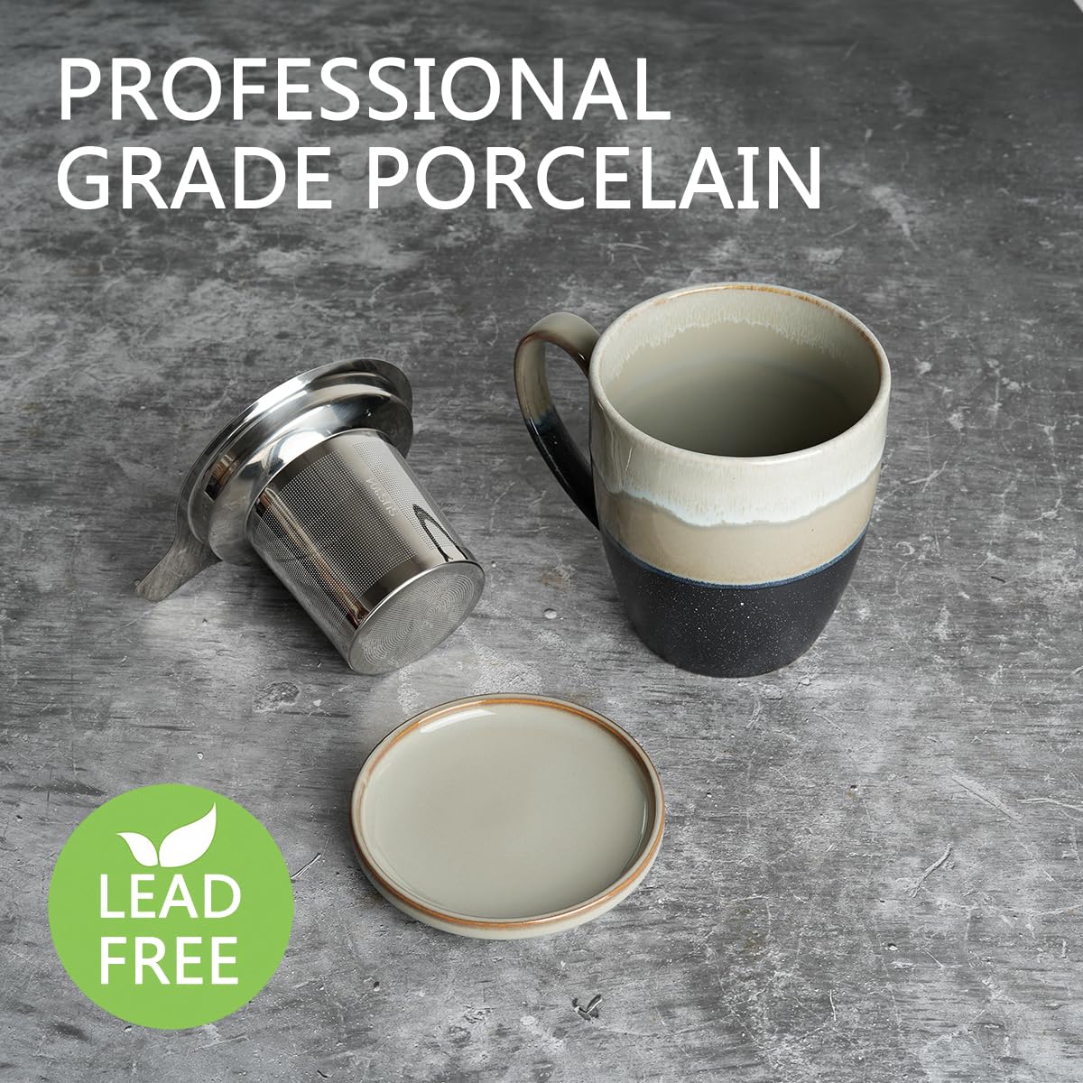 Ceramic Tea Cup with Infuser and Lid