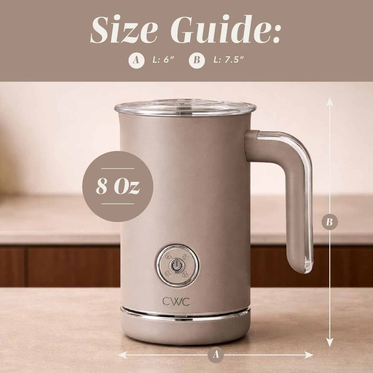 4-in-1 Electric Milk Steamer and Frother - 2-Minute Heating and Frothing, Hot and Cold Foam Maker for Coffee, Latte, Cappuccino, Macchiato, Milk Warmer, Auto Shut Off, Sand