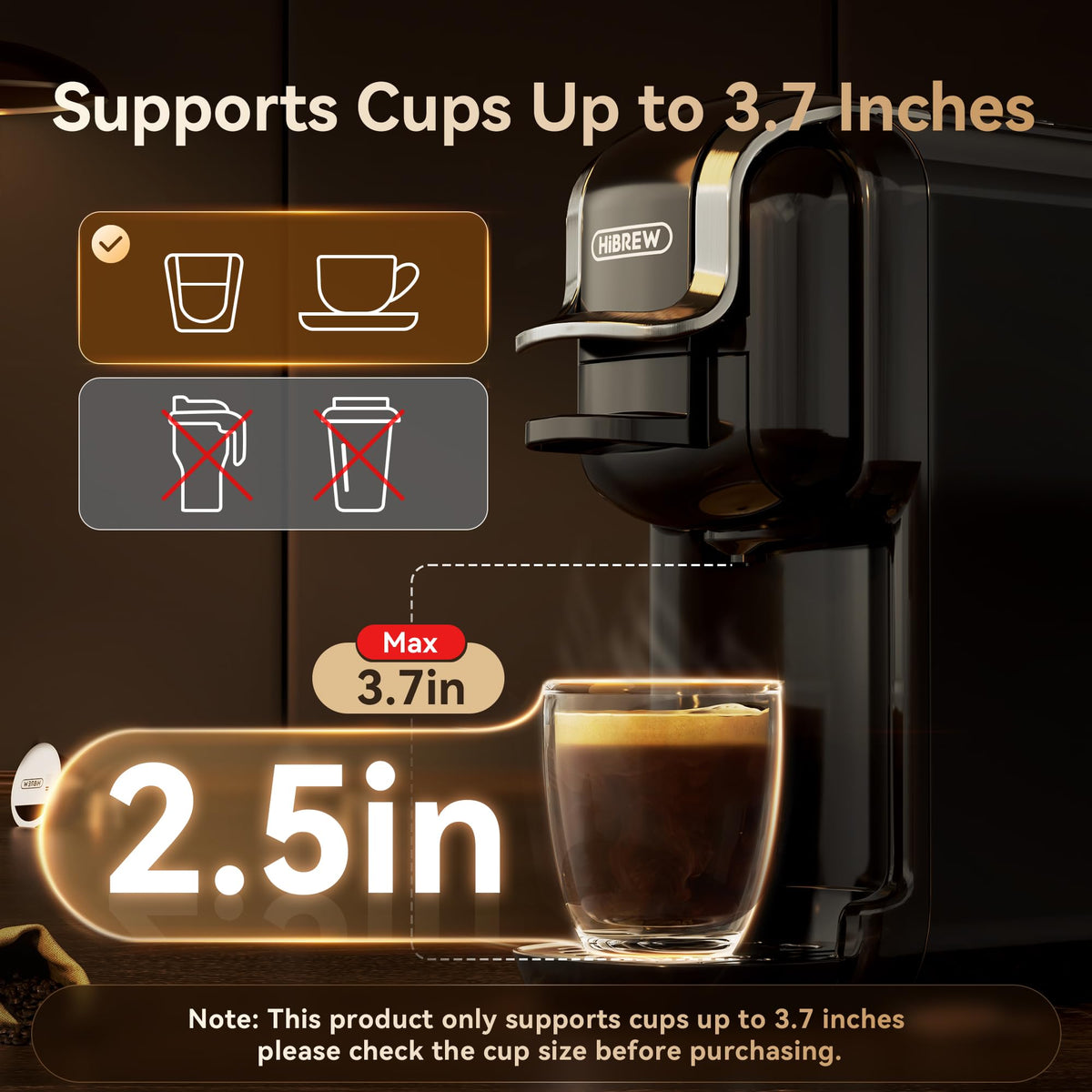 H2B 5-in-1 Pod Coffee Maker for Kcup/Nes/DG/Espresso Powder, Black