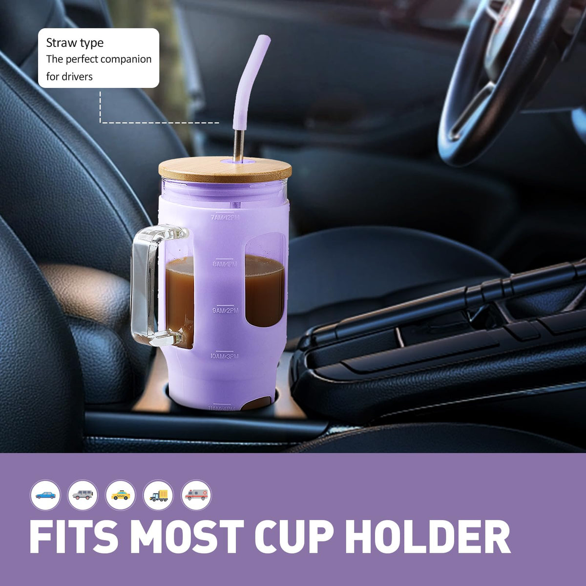 32 oz Glass Tumbler with Straw and Lid