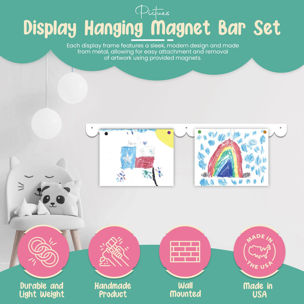 Scalloped Magnetic Art Display for Kids Artwork & Photos