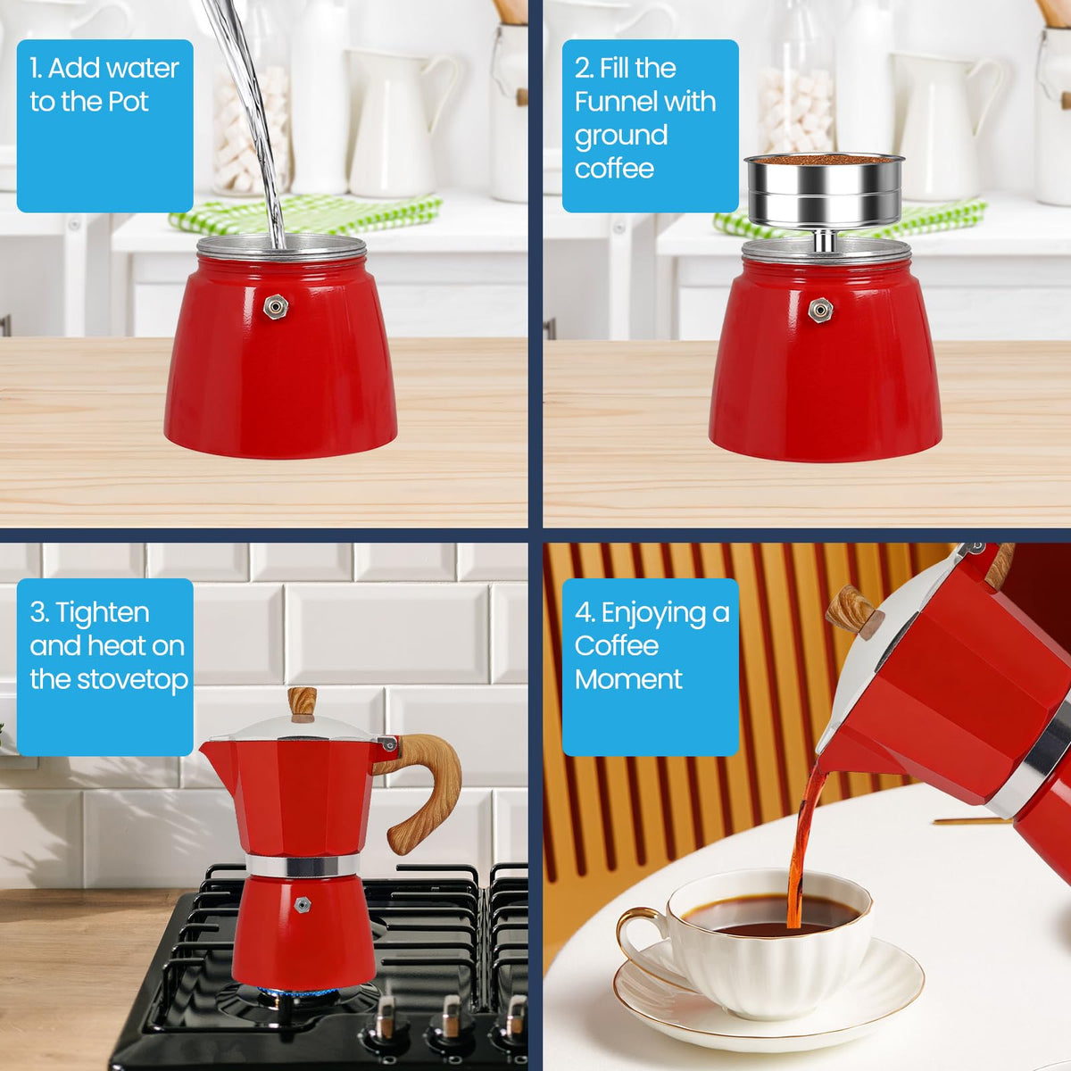 3 Cup Moka Pot Aluminum 150ml Italian Coffee Maker
