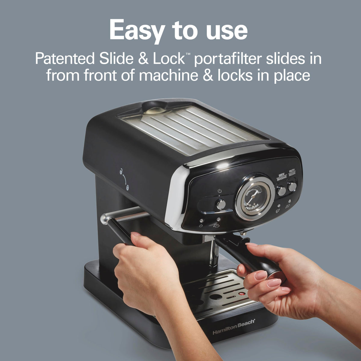 Slide & Lock Espresso Machine With Milk Frother Steam Wand