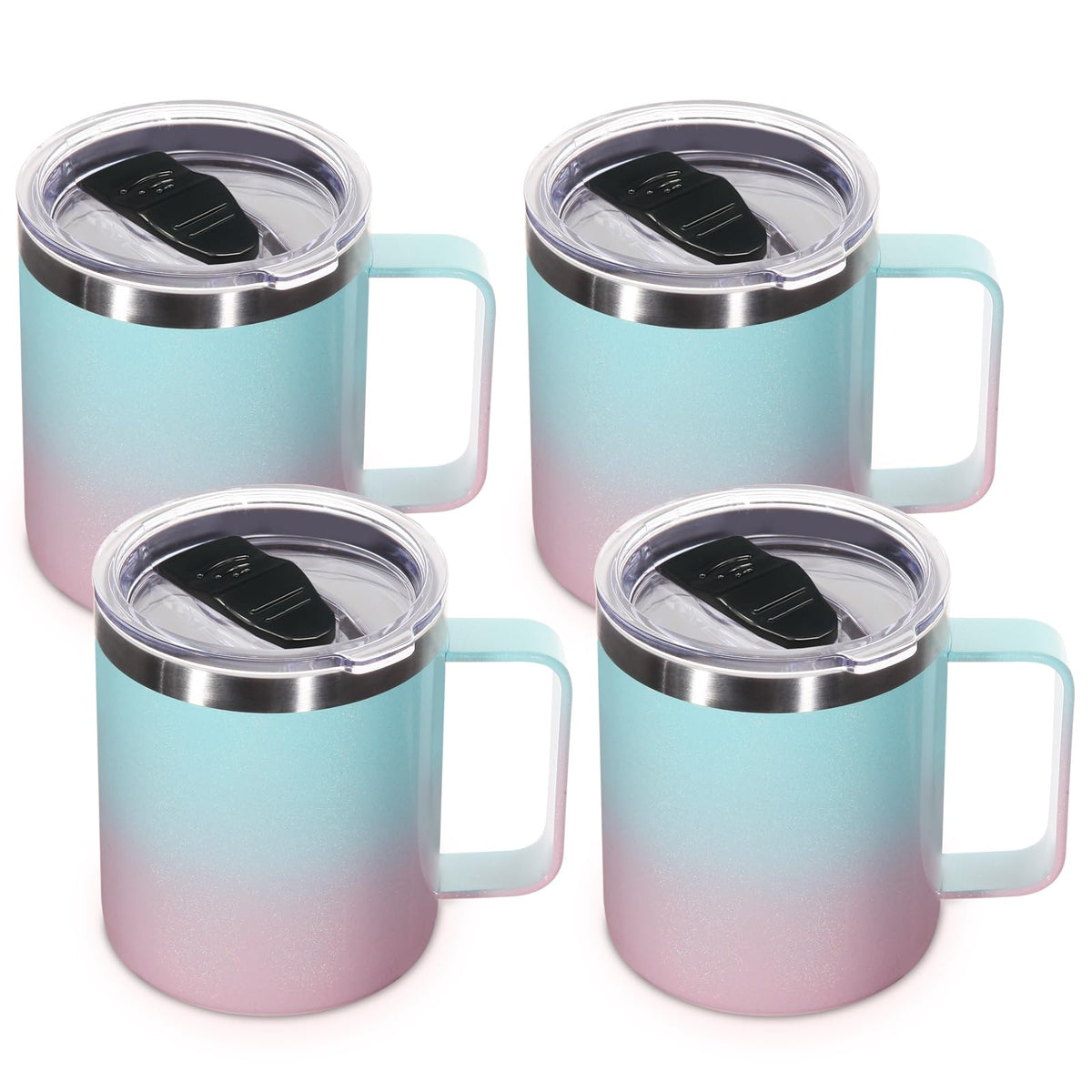 14oz Insulated Stainless Steel Coffee Mug with Lid Bulk 4 Pack (4 Count)