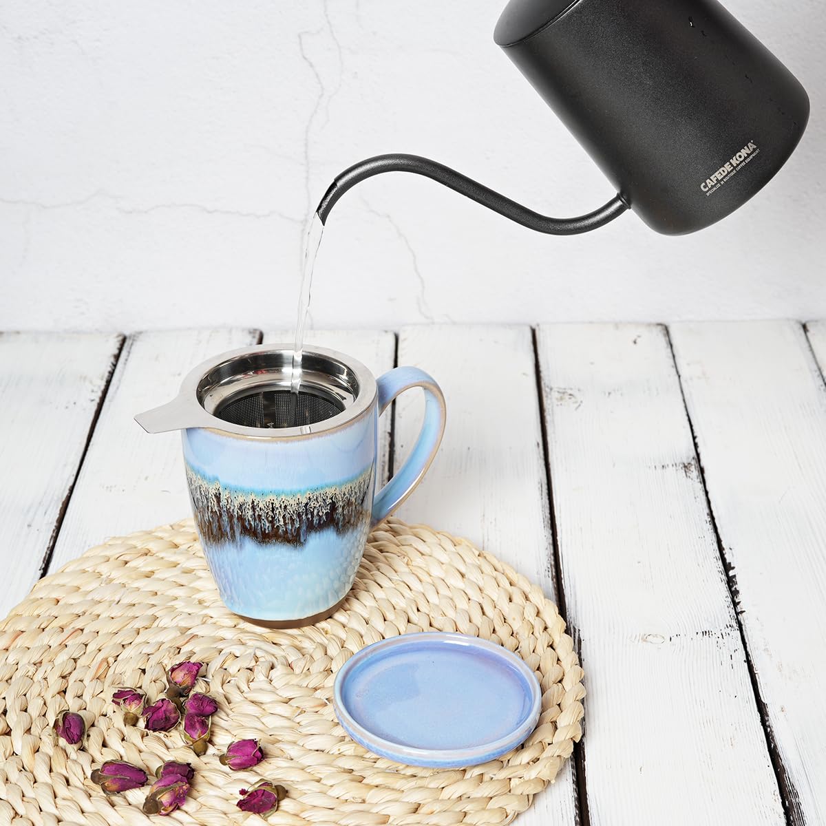 Ceramic Tea Cup with Infuser and Lid