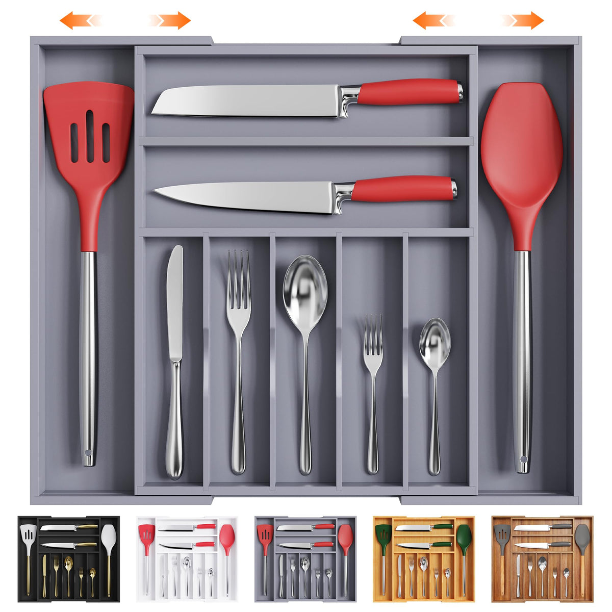 Kitchen Silverware Drawer Organizer and Storage Cabinet Utensil Rack Bathroom Counter Vanity Extra Large Big Cooking Drawer Organizers Countertop Pantry Storage Cabinet Best Kitchen Must Haves 2025