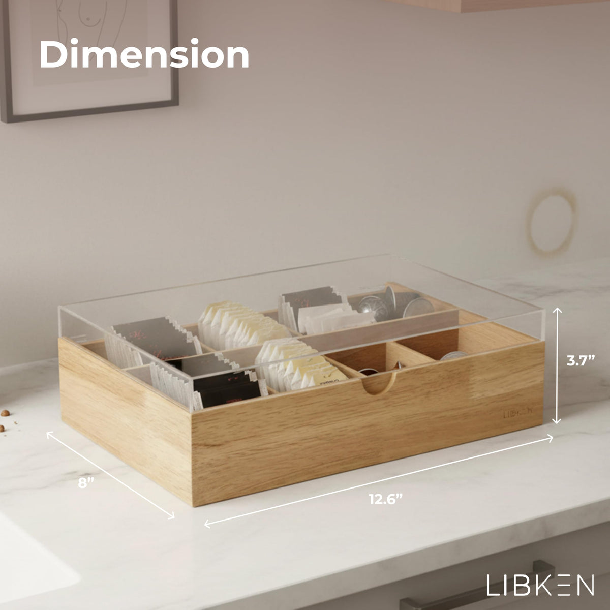 Wooden Tea Bag Organizer Box