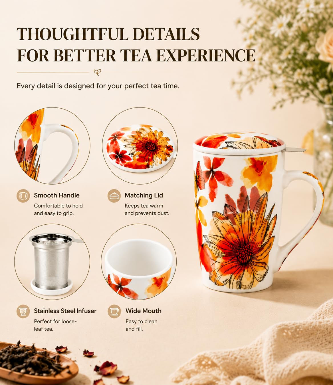 Tea Mug with Infuser and Lid