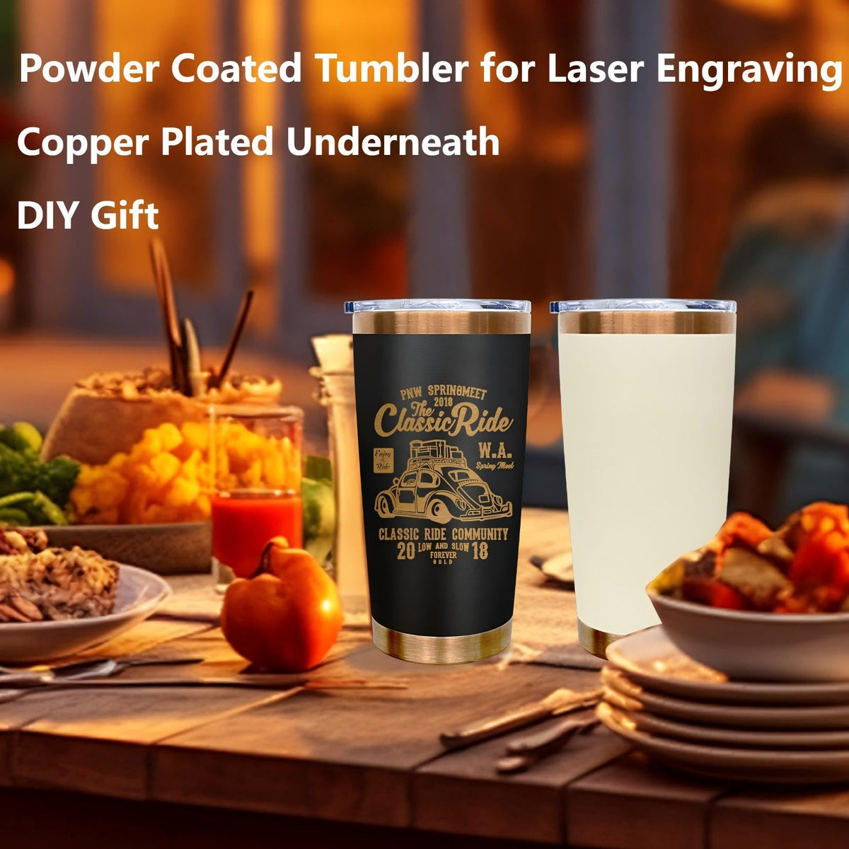 20 oz Tumbler Bulk Stainless Steel Tumblers with Lids and Straws Black (12 Count)