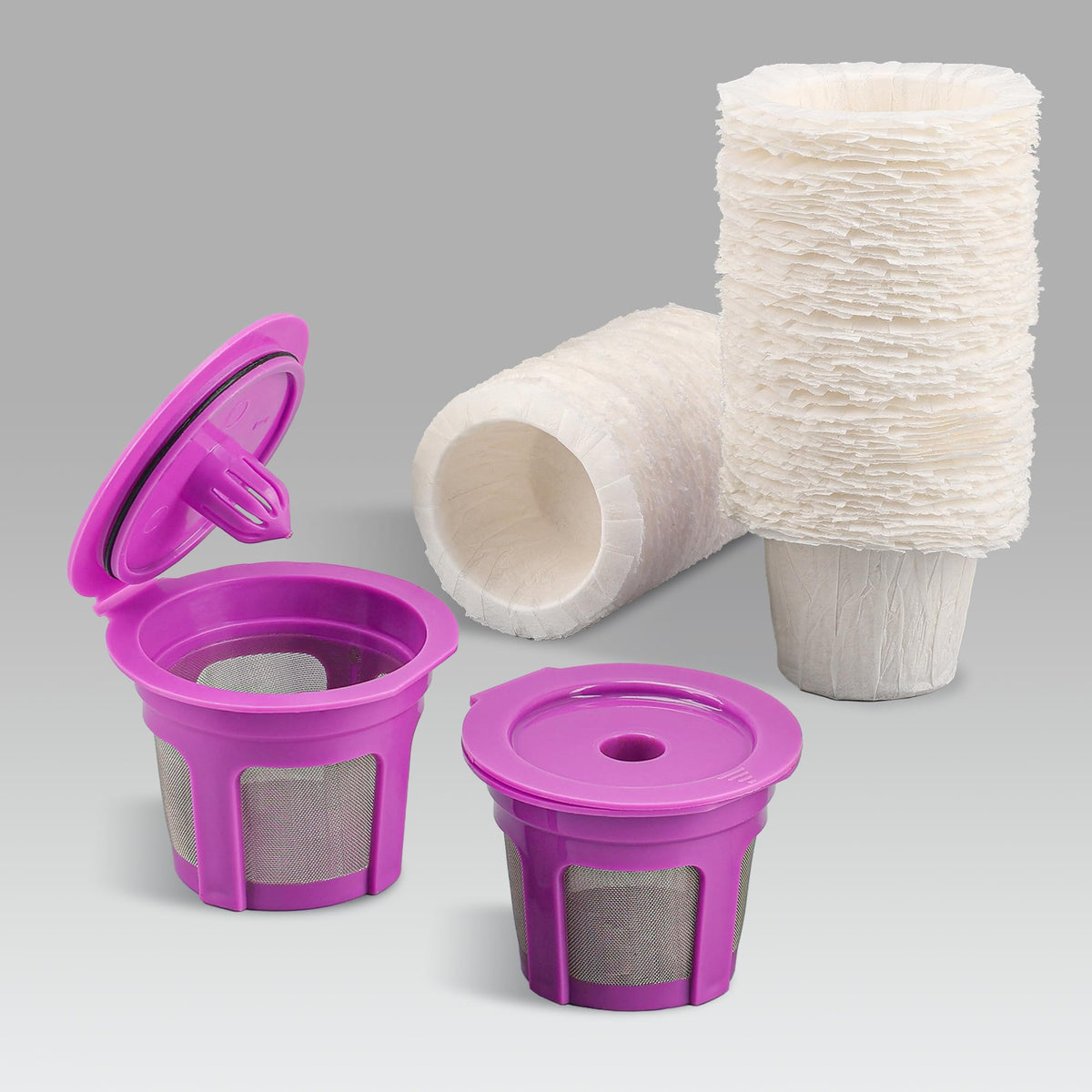 2 Pack Reusable K Cups with 200 Count Coffee Coffee Paper For Keurig1.0 and 2.0 Coffee Makers (202 Count)