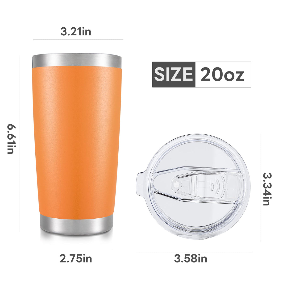 20 oz Tumbler with Lid Stainless Steel Insulated Tumblers Bulk Cups Mug (8 Count)
