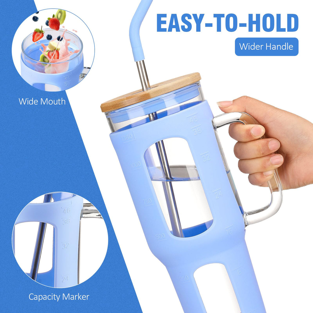 Glass Tumbler with Lid and Straw