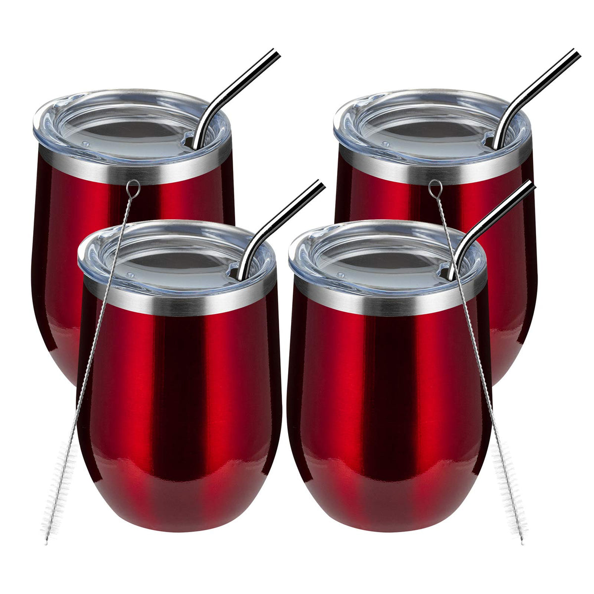 12oz 4 Pack Wine Tumbler Glasses with Lid (4 Count)
